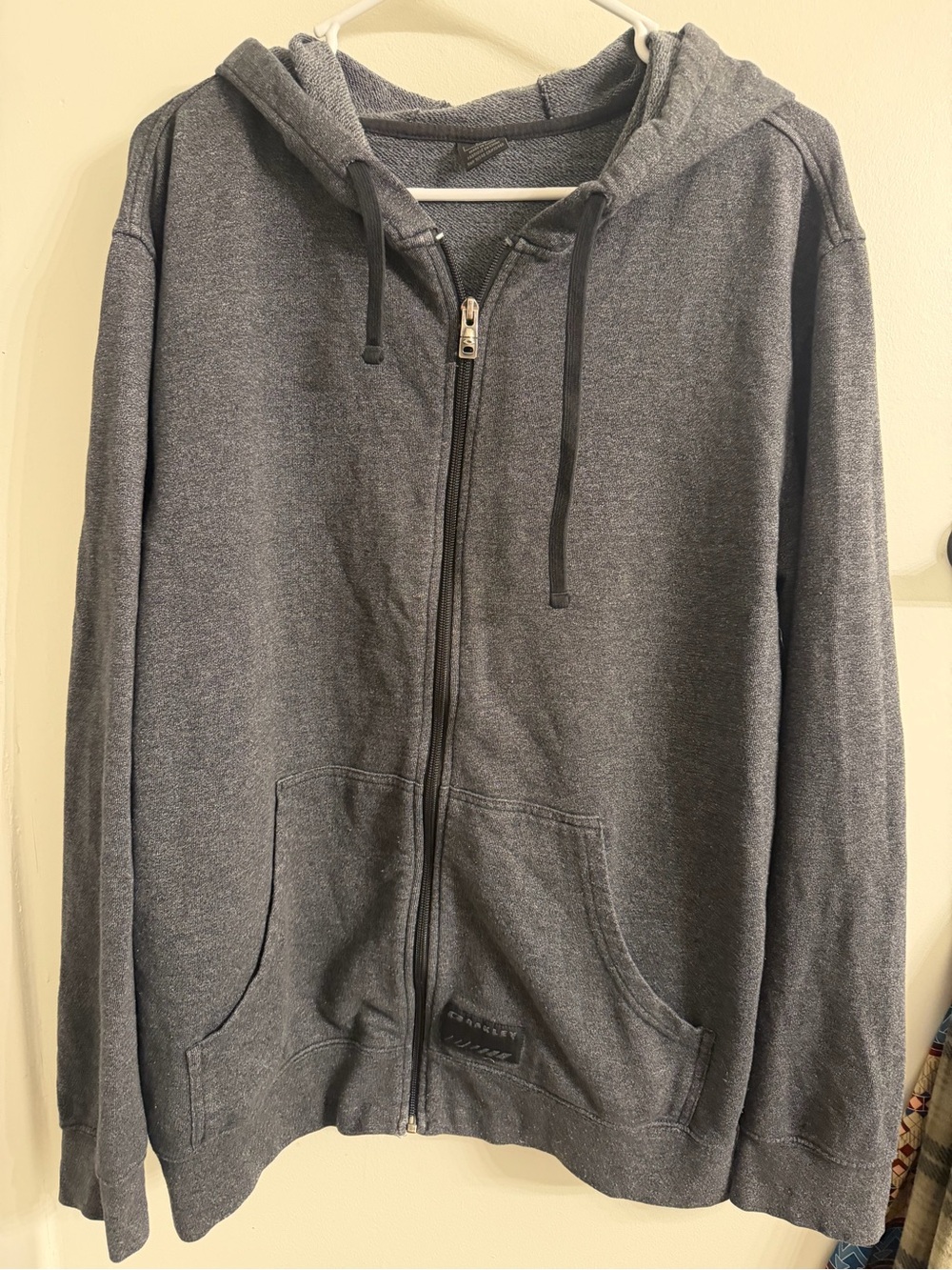 Oakley Men's Charcoal Gray Full-Zip Hooded Heather Grey Sweater